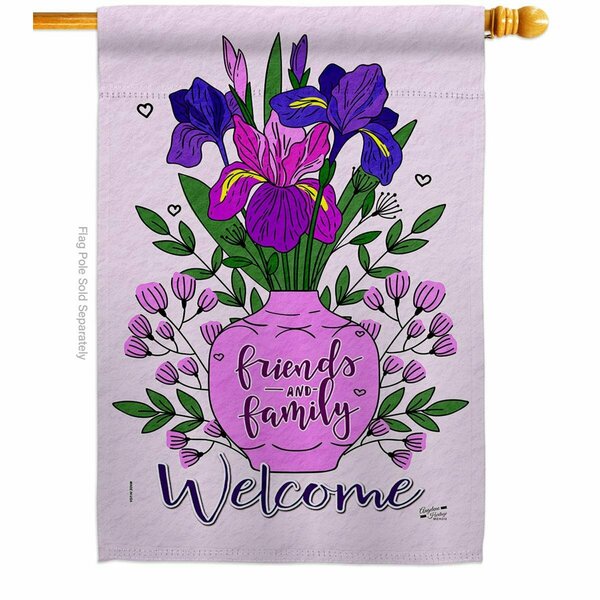 Patio Trasero Welcome Irises Floral Double-Sided Garden Decorative House Flag, Multi Color PA3905092